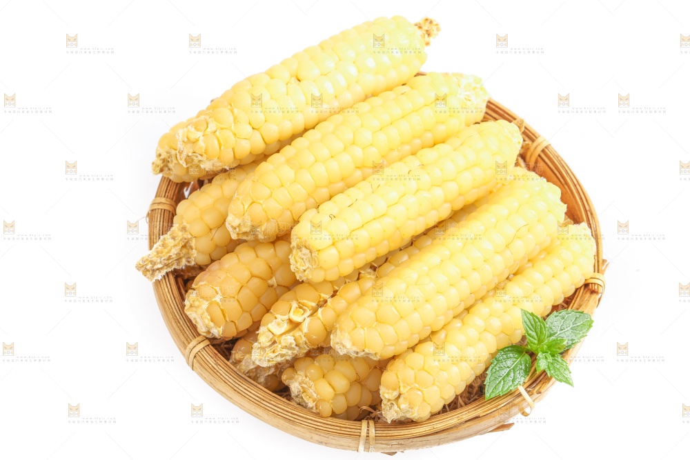 白底上的手指糯玉米