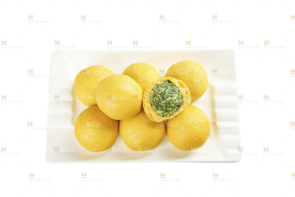 白底上的荠菜团子
