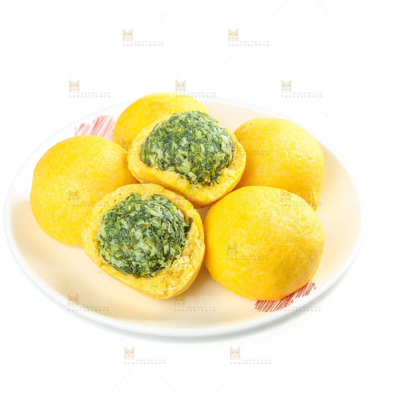 白底上的荠菜团子