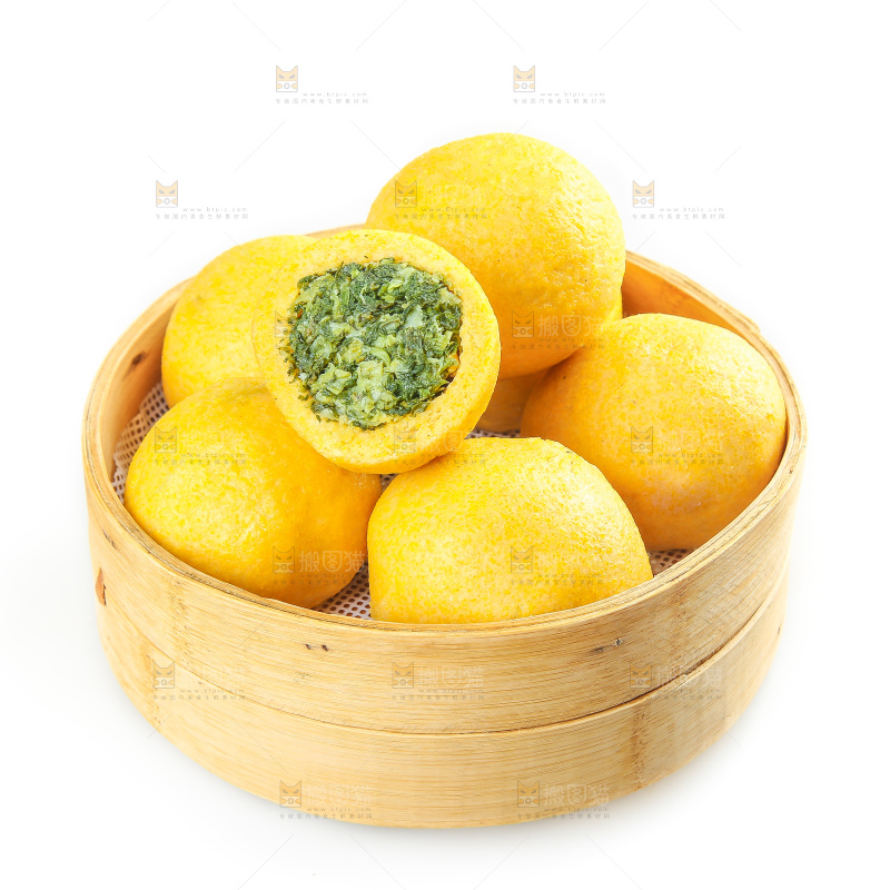 白底上的荠菜团子