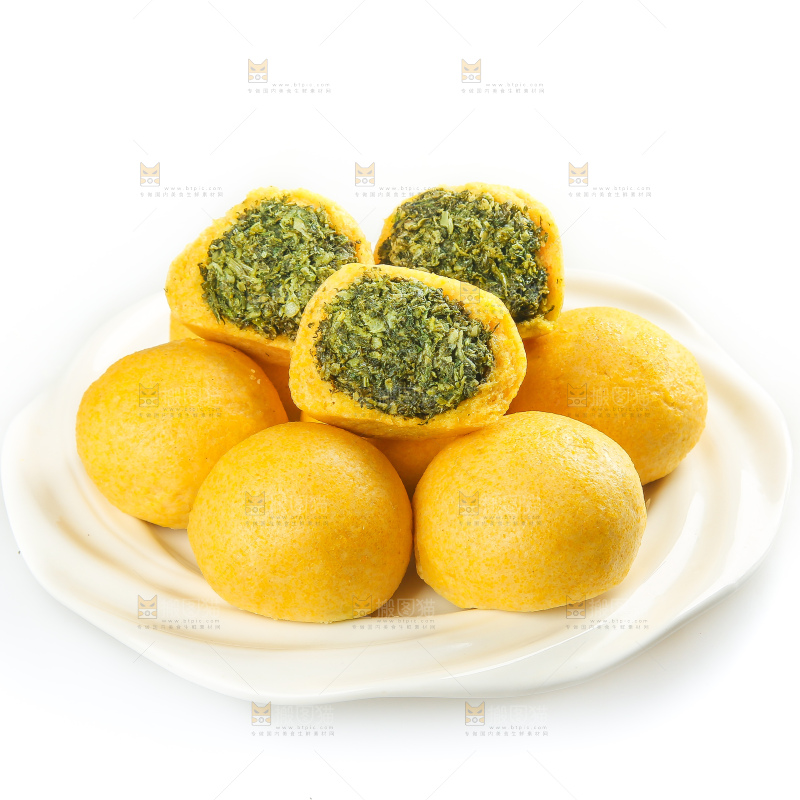 白底上的荠菜团子