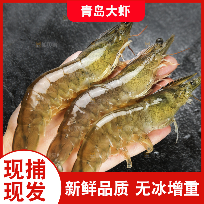 手里拿着青岛大虾