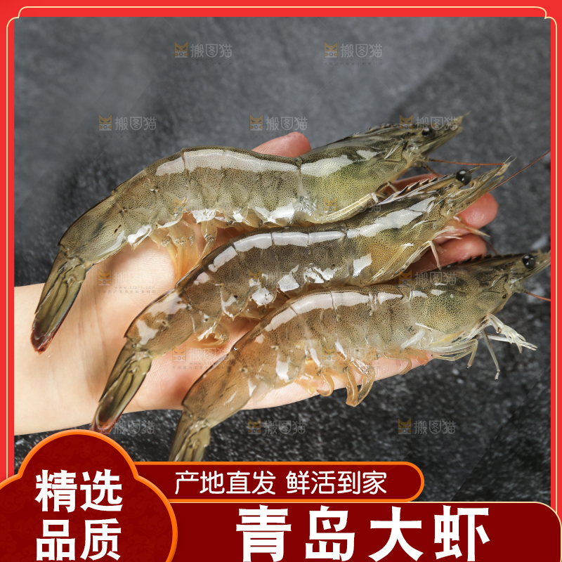 手里拿着青岛大虾