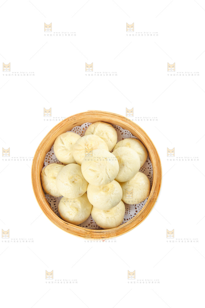 白底上的发面小笼包
