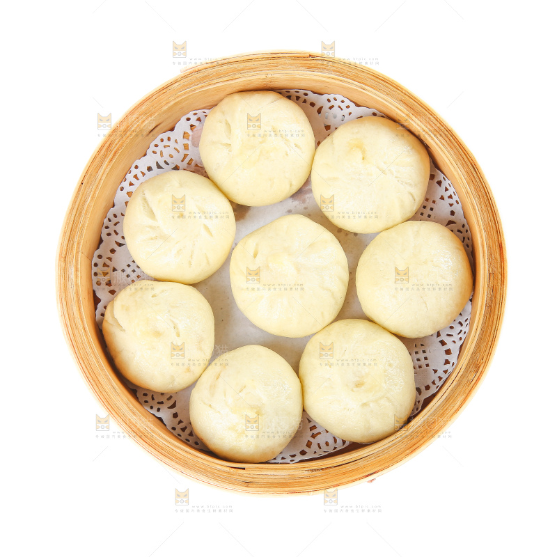 白底上的发面小笼包