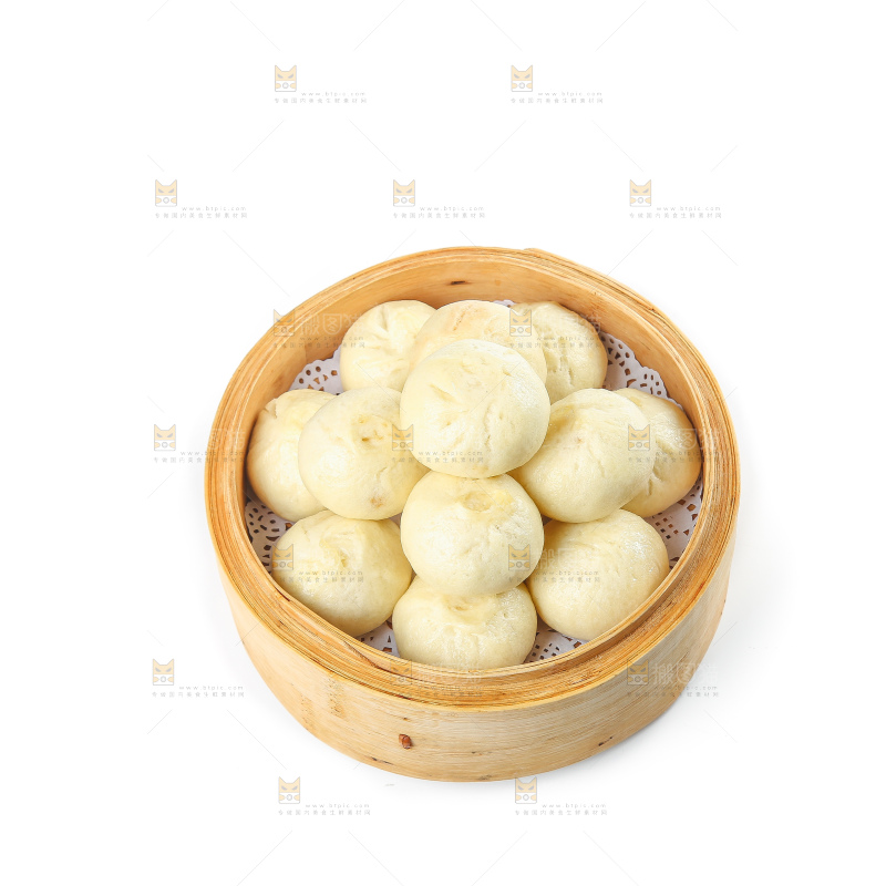白底上的发面小笼包
