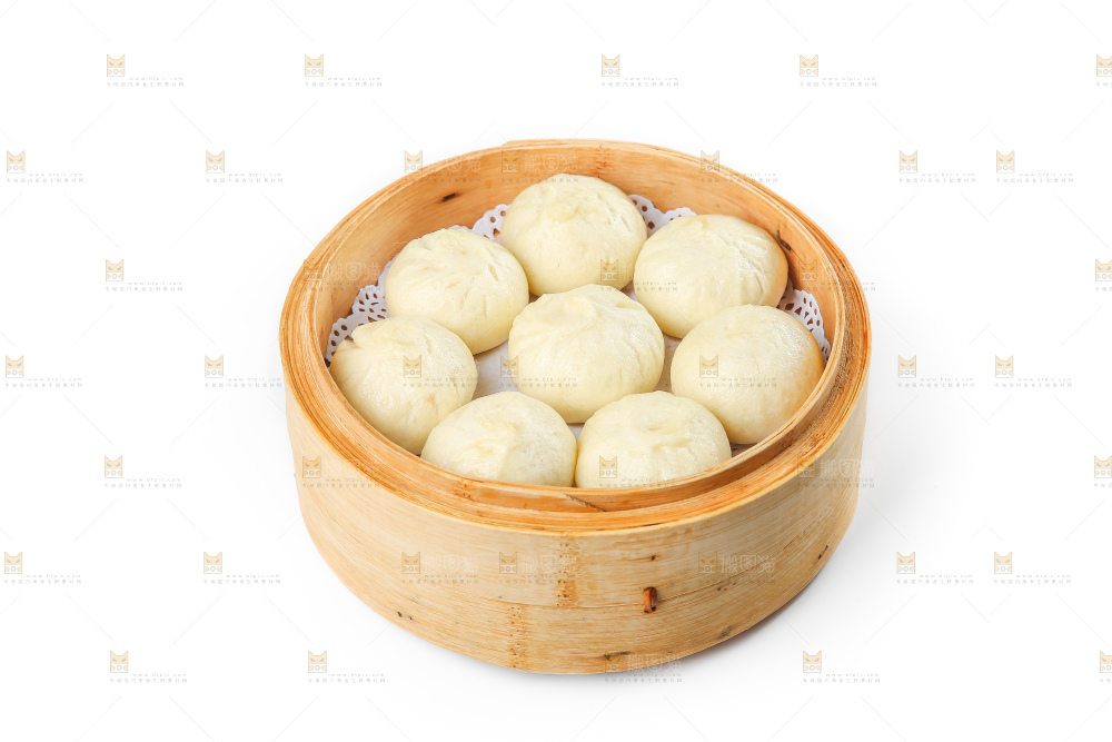 白底上的发面小笼包