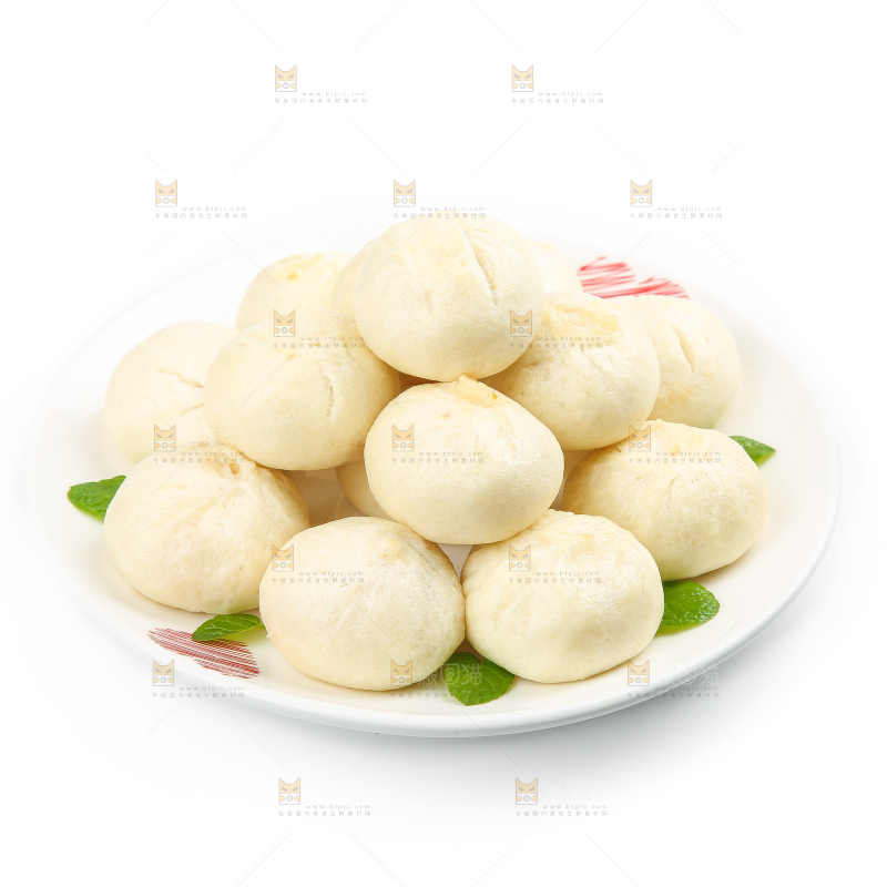 白底上的发面小笼包