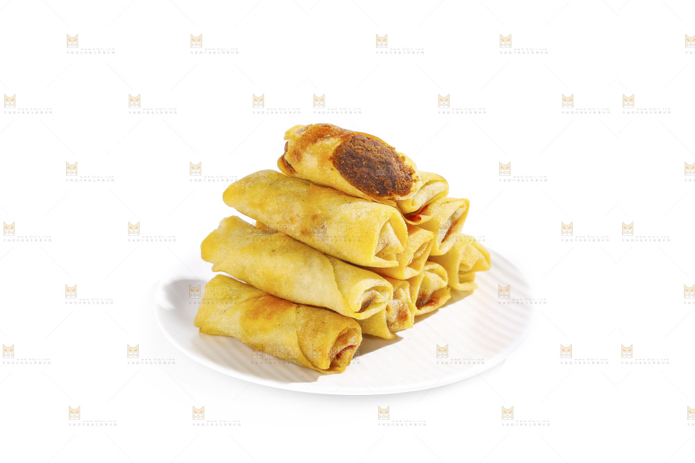白底上的豆沙春卷