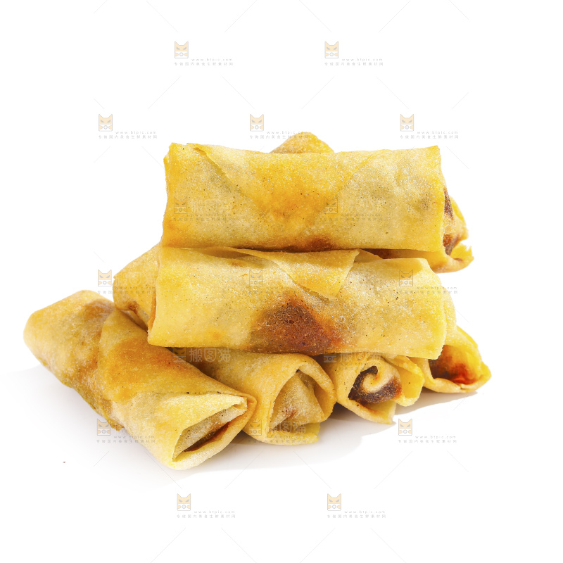 白底上的豆沙春卷