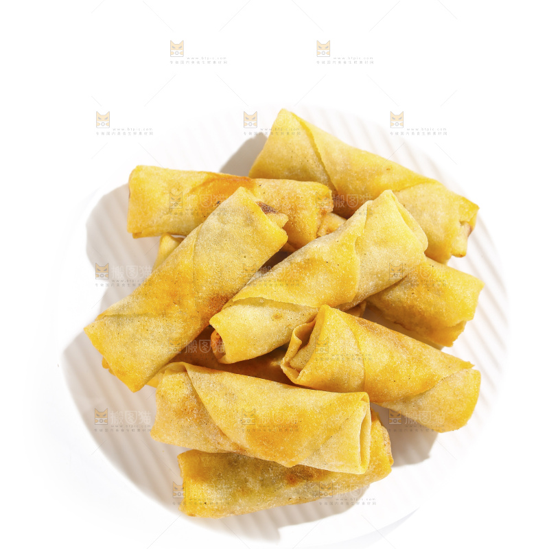 白底上的豆沙春卷