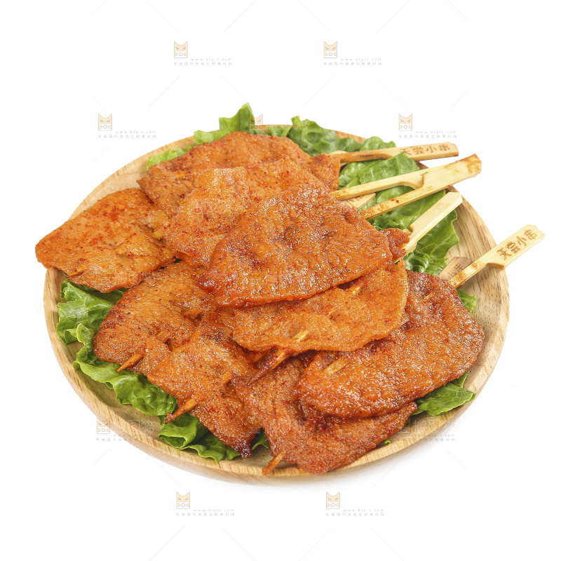 白底上的里脊肉串