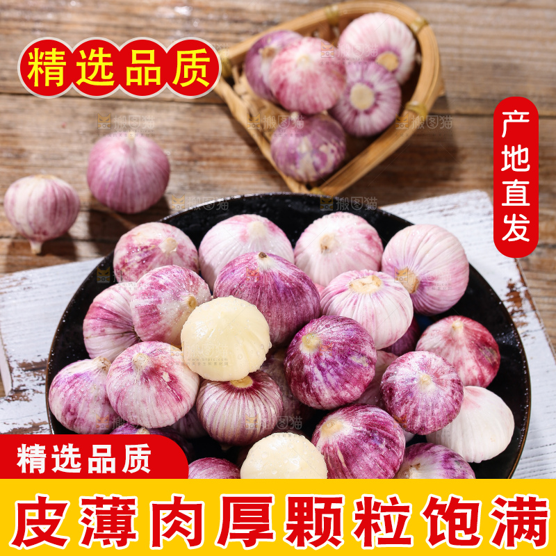 木底上的紫皮独头蒜