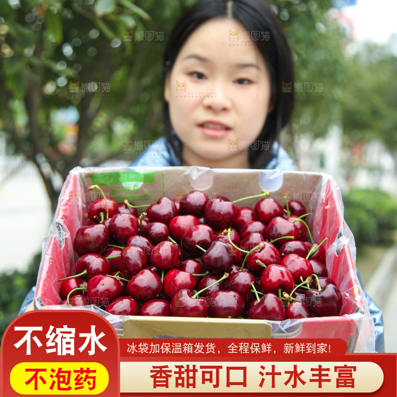 手里拿着智利车厘子
