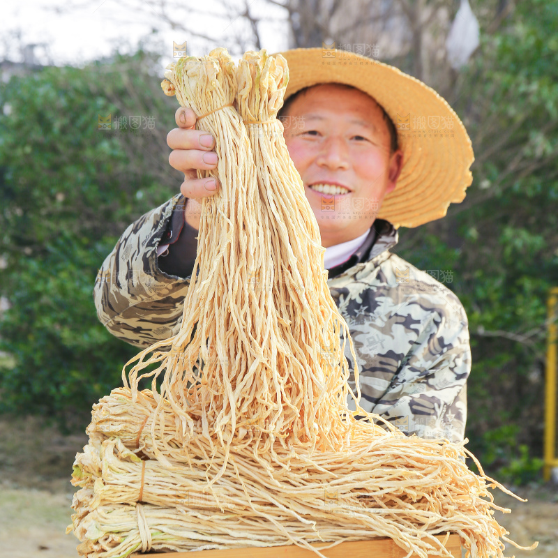 手里拿着干萝卜条