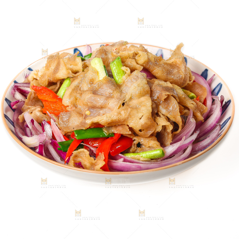 盘子里的凉拌牛肉卷