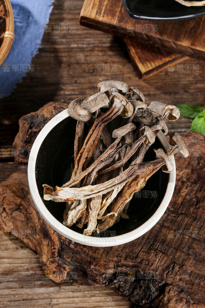 深底上的鹿茸菇