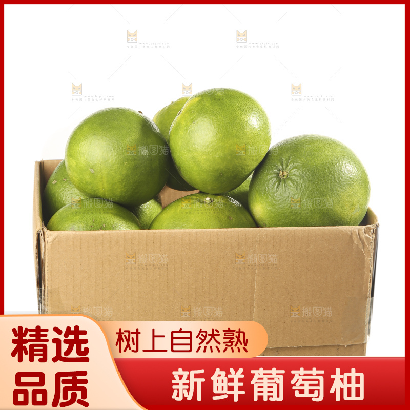 白底上的青皮葡萄柚