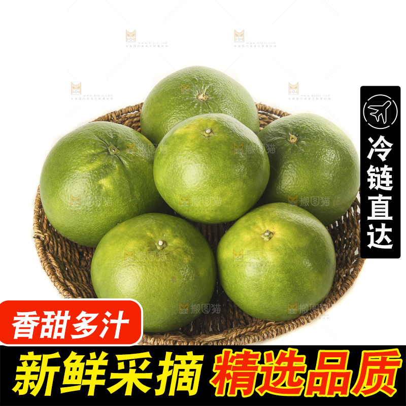 白底上的青皮葡萄柚
