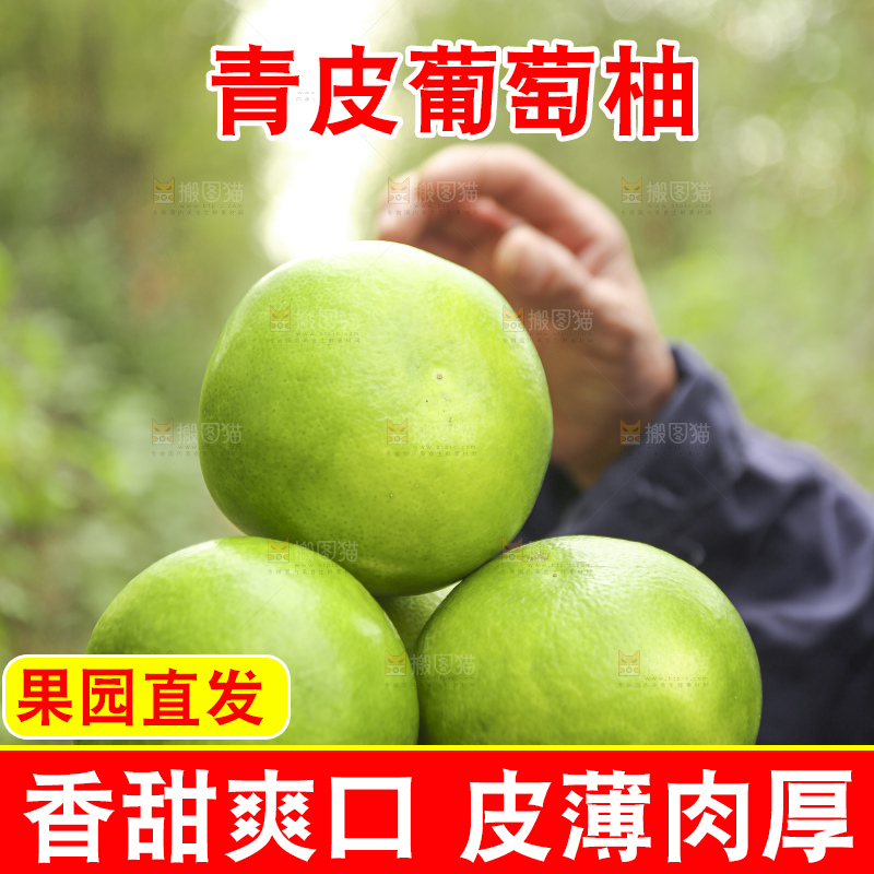 手里拿着青皮葡萄柚