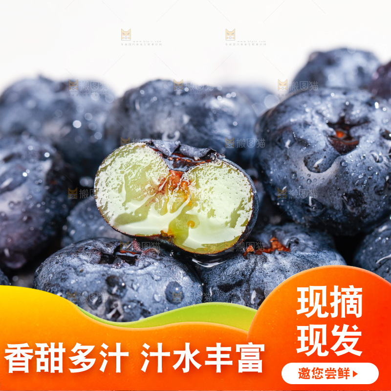 浅底上的新鲜蓝莓