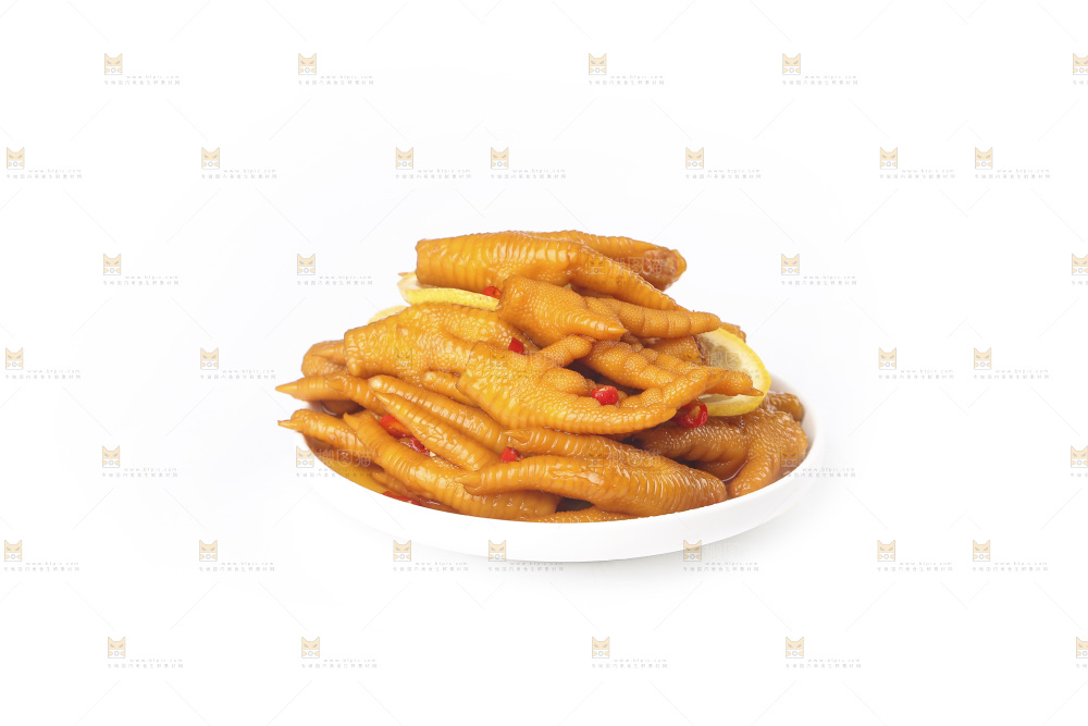 白底上的柠檬鸡爪