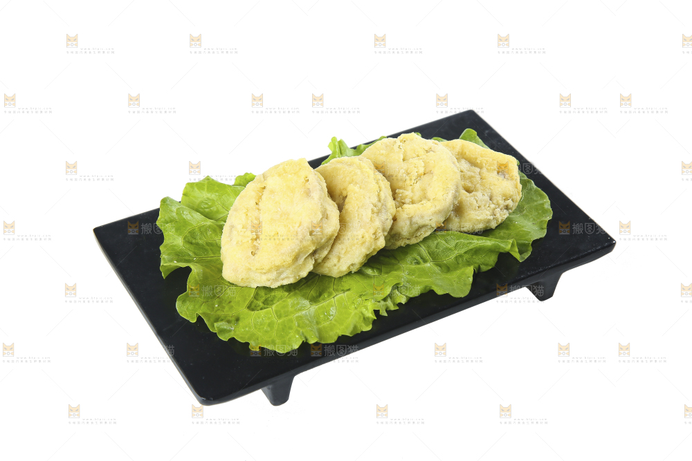 白底上的炸藕夹