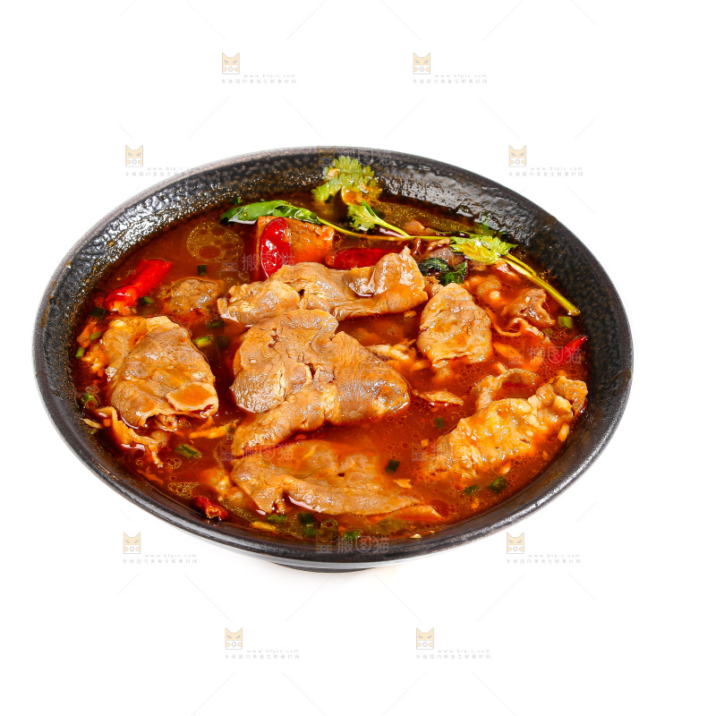 白底上的麻辣羊肉卷