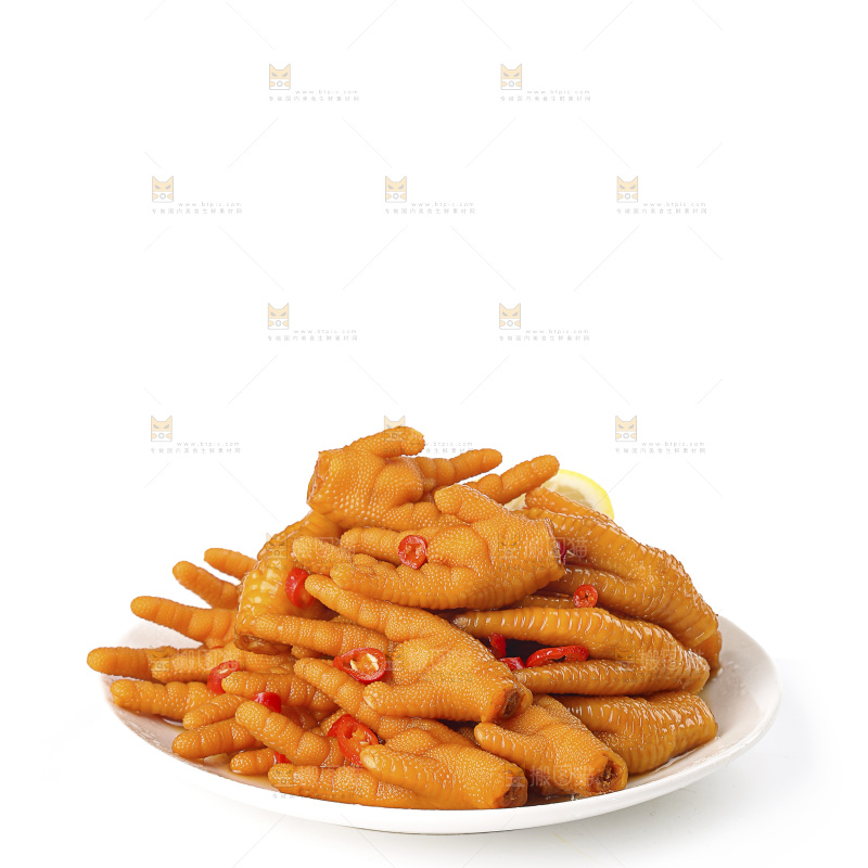 白底上的柠檬鸡爪