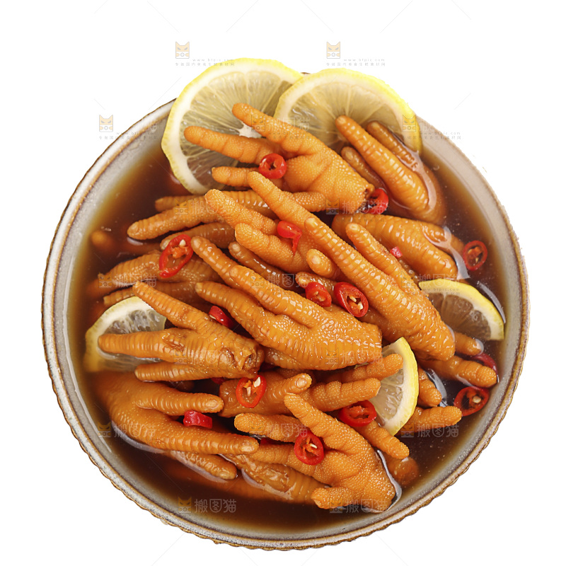 白底上的柠檬鸡爪