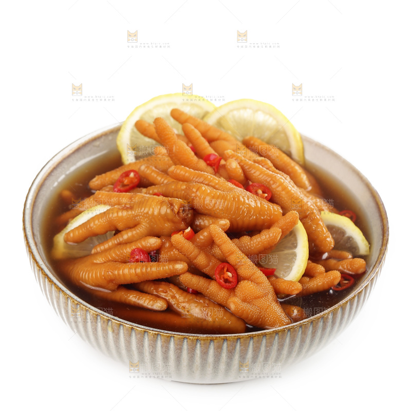 白底上的柠檬鸡爪