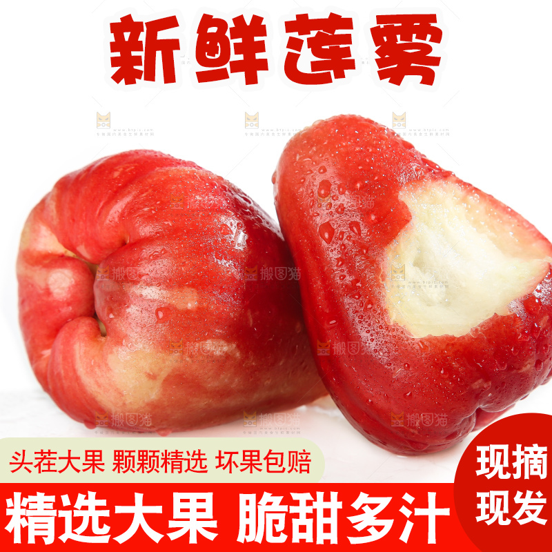 白底上的新鲜莲雾