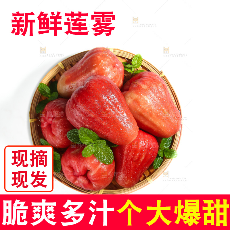 白底上的新鲜莲雾