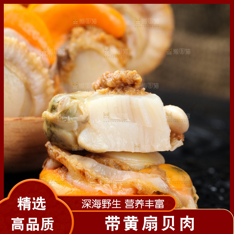 深底上的带黄扇贝肉