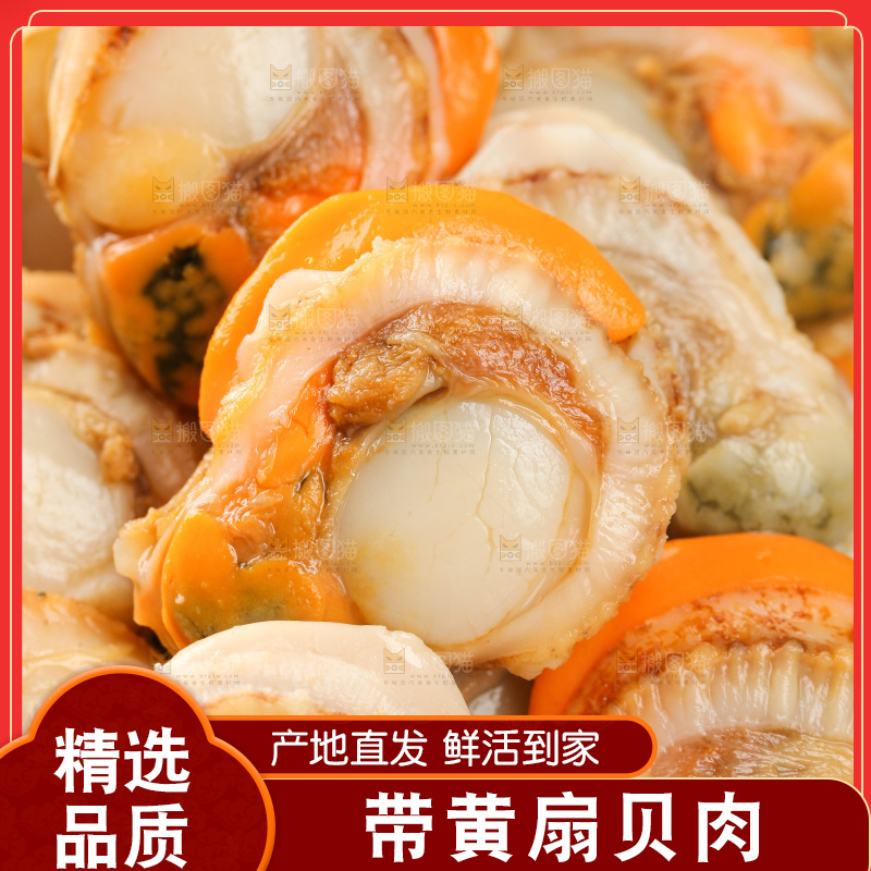 深底上的带黄扇贝肉