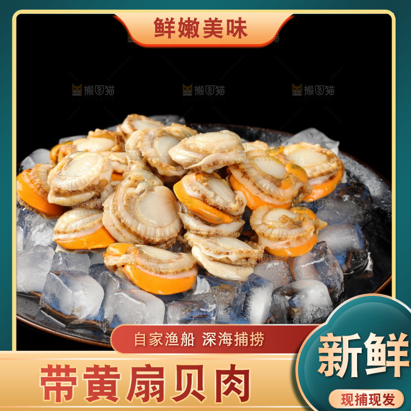 深底上的带黄扇贝肉