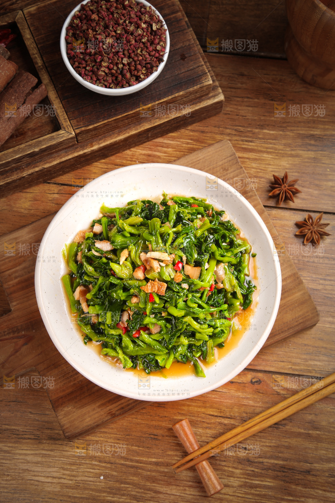 深底上的万年青菜干