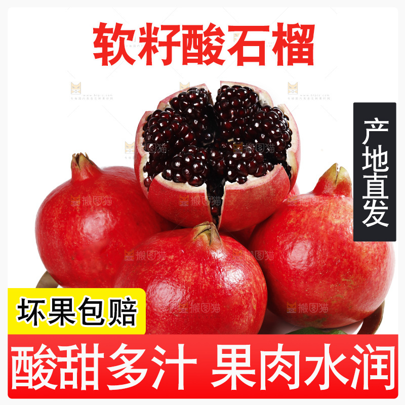 白底上的黒籽酸石榴
