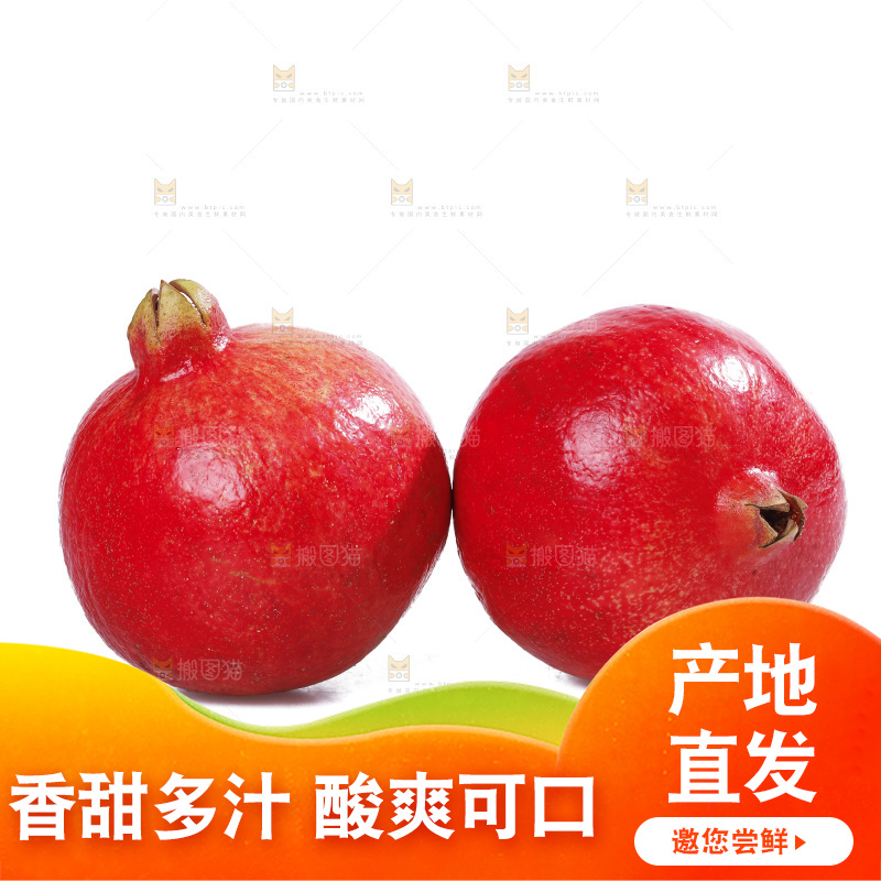 白底上的黒籽酸石榴