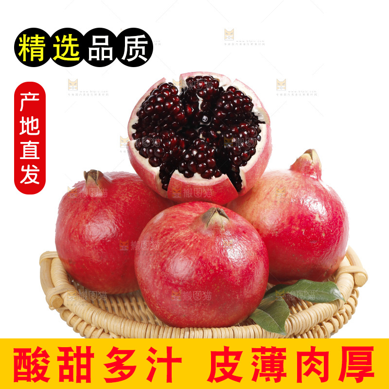 白底上的黒籽酸石榴