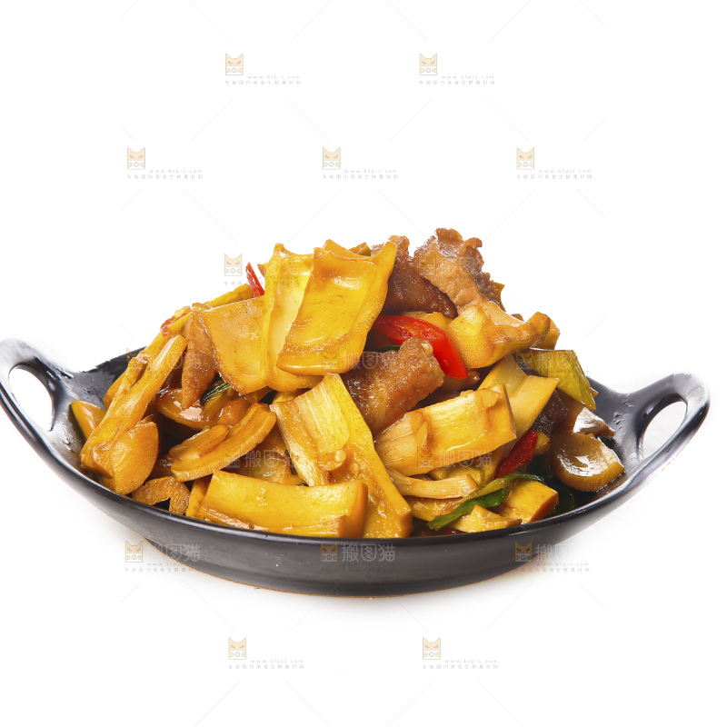 盘子里的盐渍笋炒肉