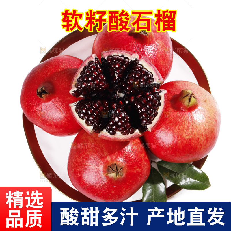 白底上的黒籽酸石榴
