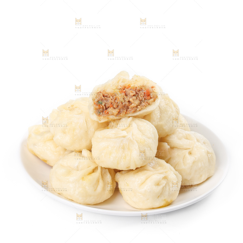 白底上的杭州小笼包