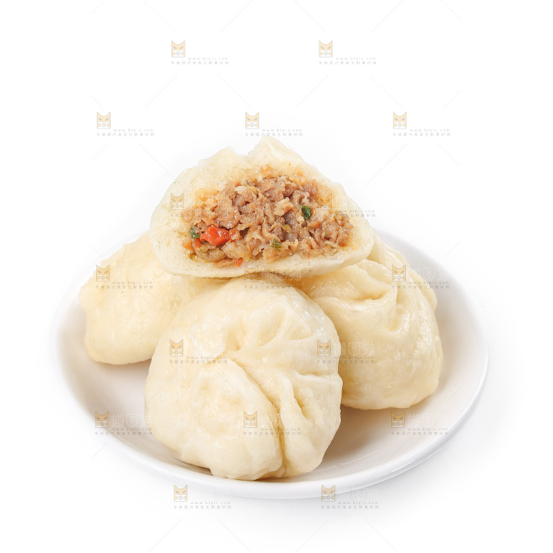 白底上的杭州小笼包