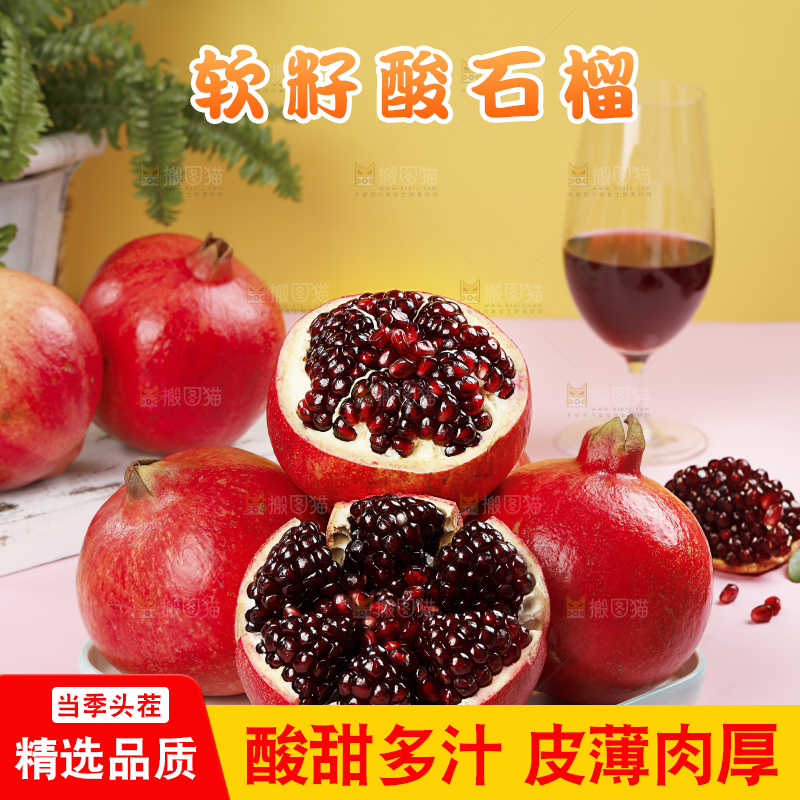 浅底上的黒籽酸石榴
