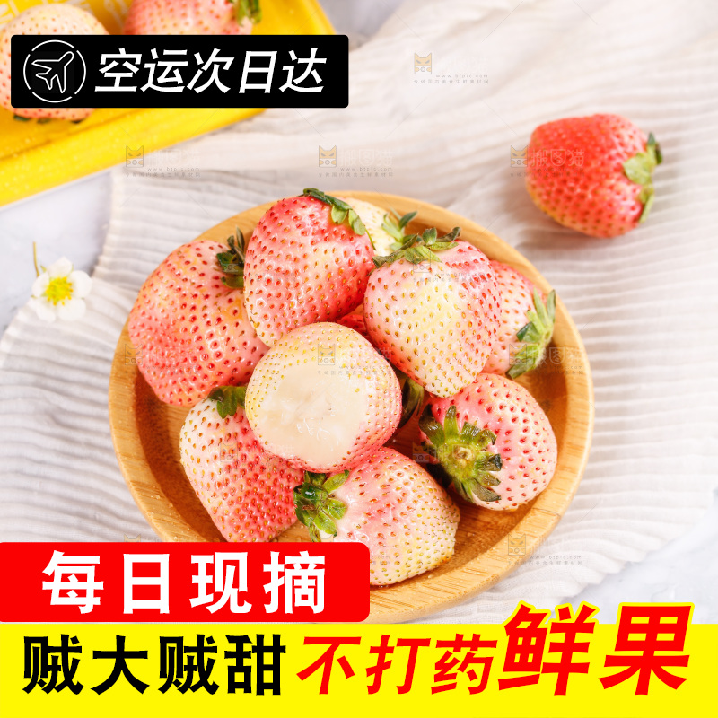 浅底上的淡雪草莓