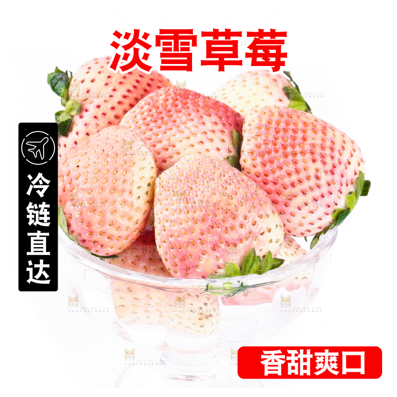 白底上的淡雪草莓