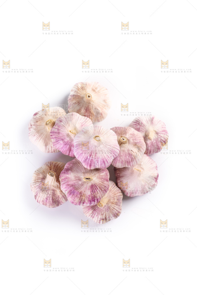 白底上的紫皮大蒜