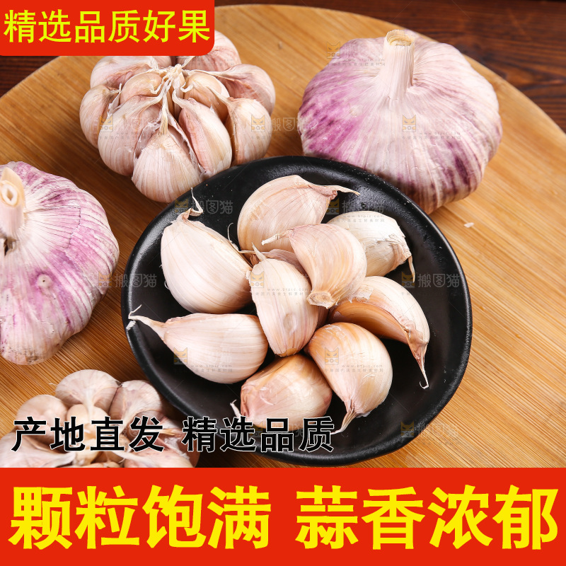 木底上的紫皮大蒜