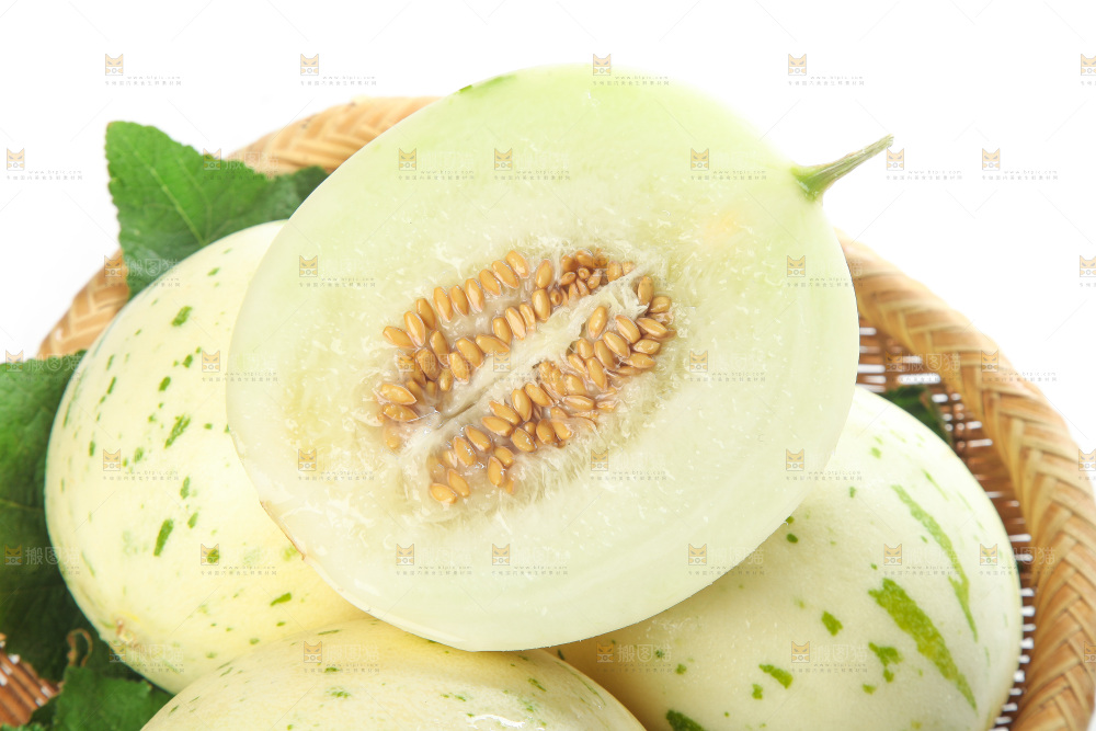 白底上的月露流星蜜瓜